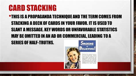 definition of card stacking propaganda|Video: Card Stacking Propaganda Overview & Examples.